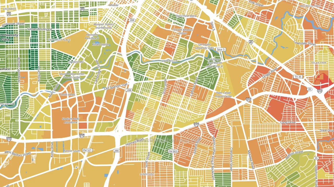 77021, TX block-group voter-turnout map