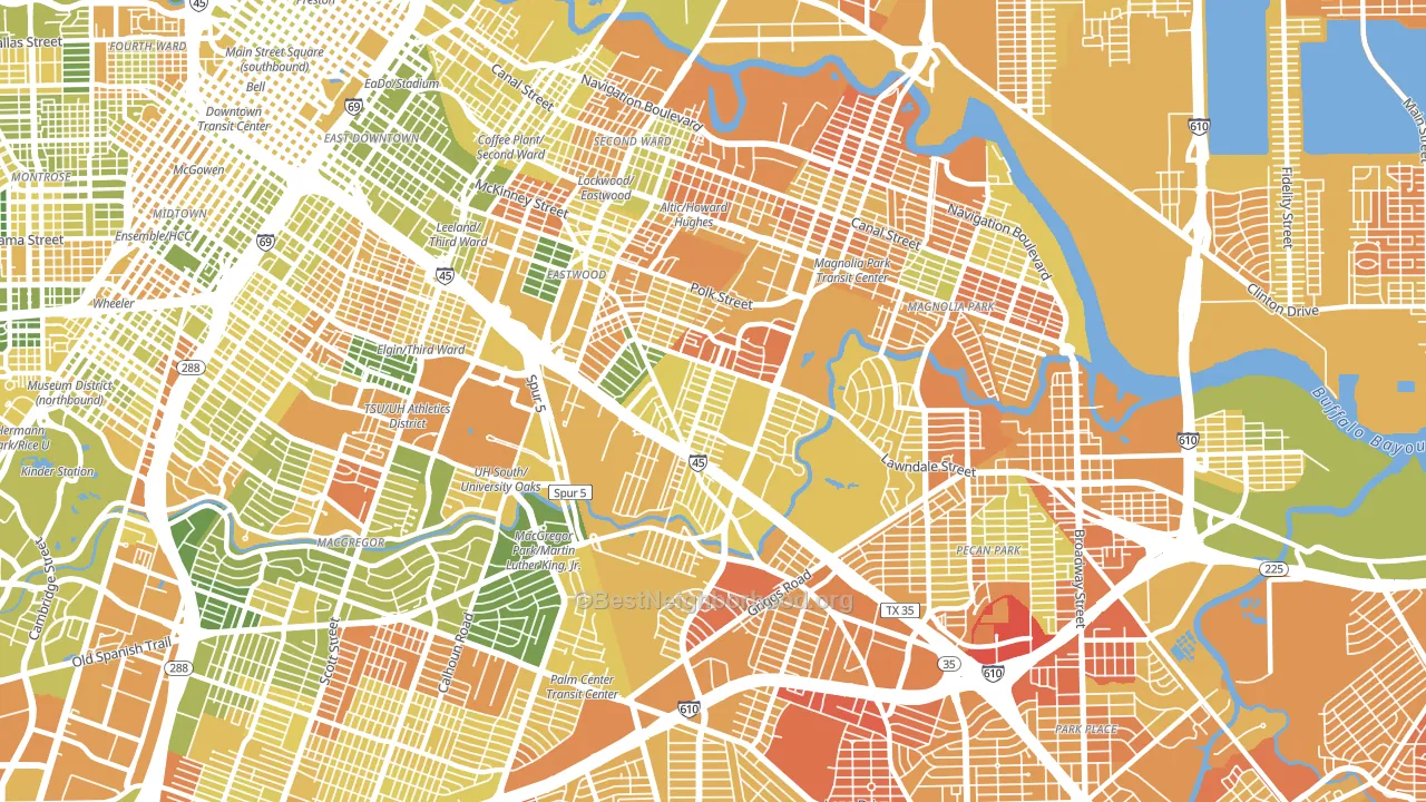 77023, TX block-group voter-turnout map