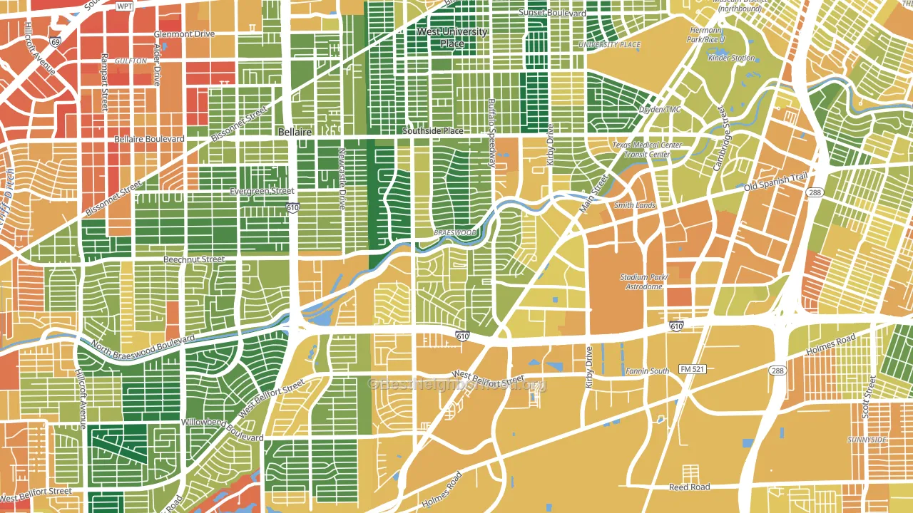 77025, TX block-group voter-turnout map