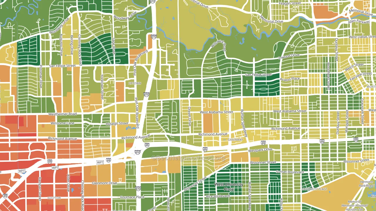 77027, TX block-group voter-turnout map