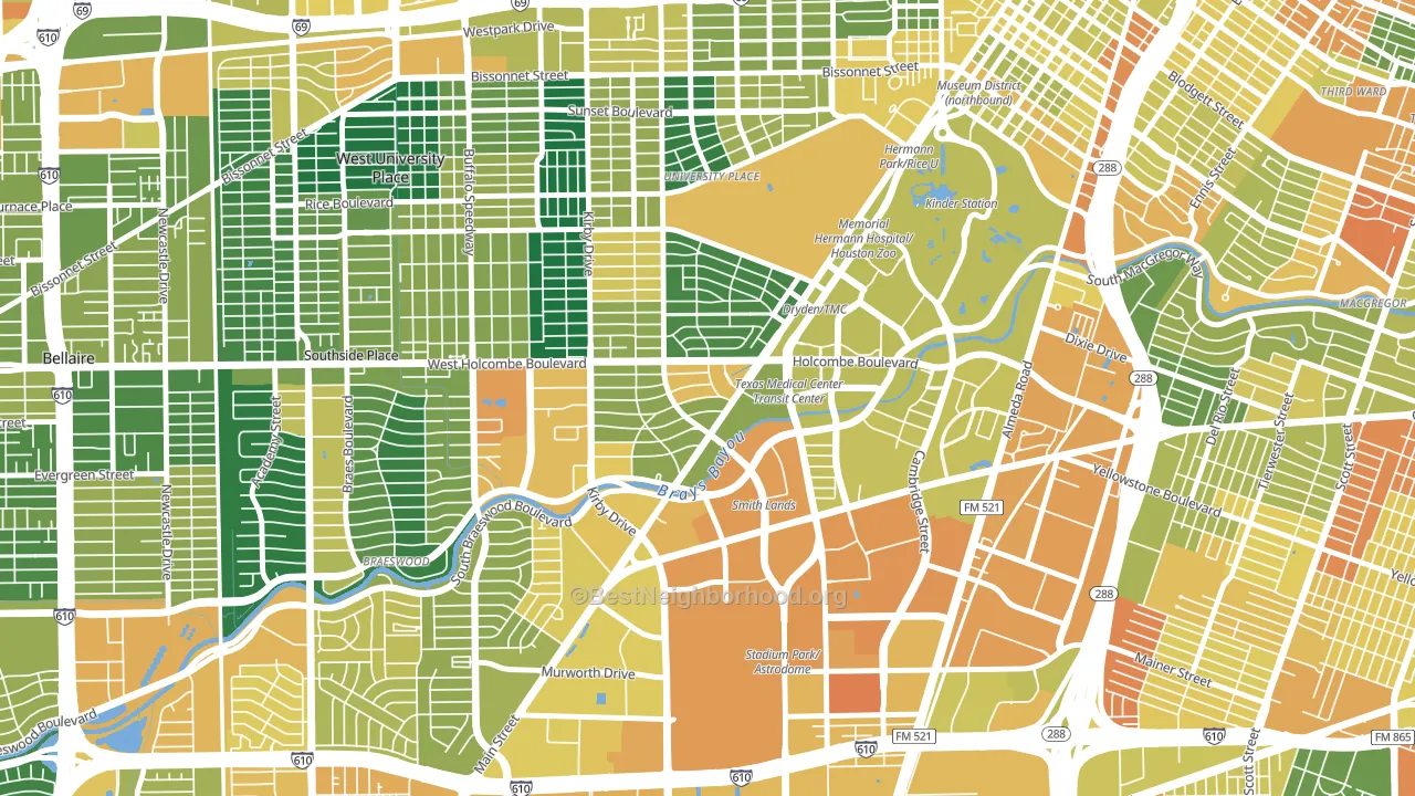 77030, TX block-group voter-turnout map