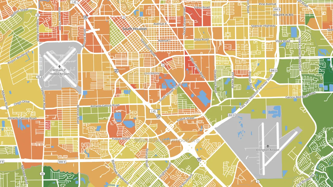 77034, TX block-group voter-turnout map