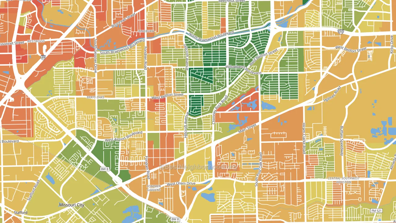 77035, TX block-group voter-turnout map