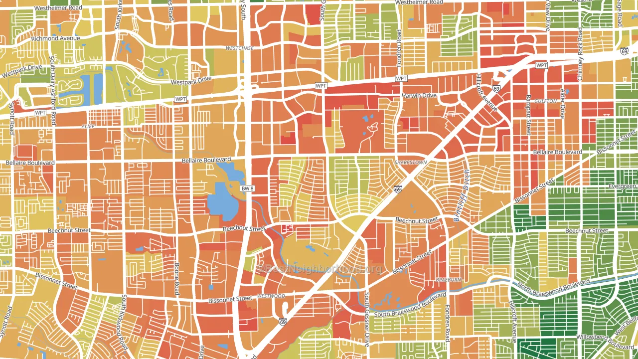 77036, TX block-group voter-turnout map