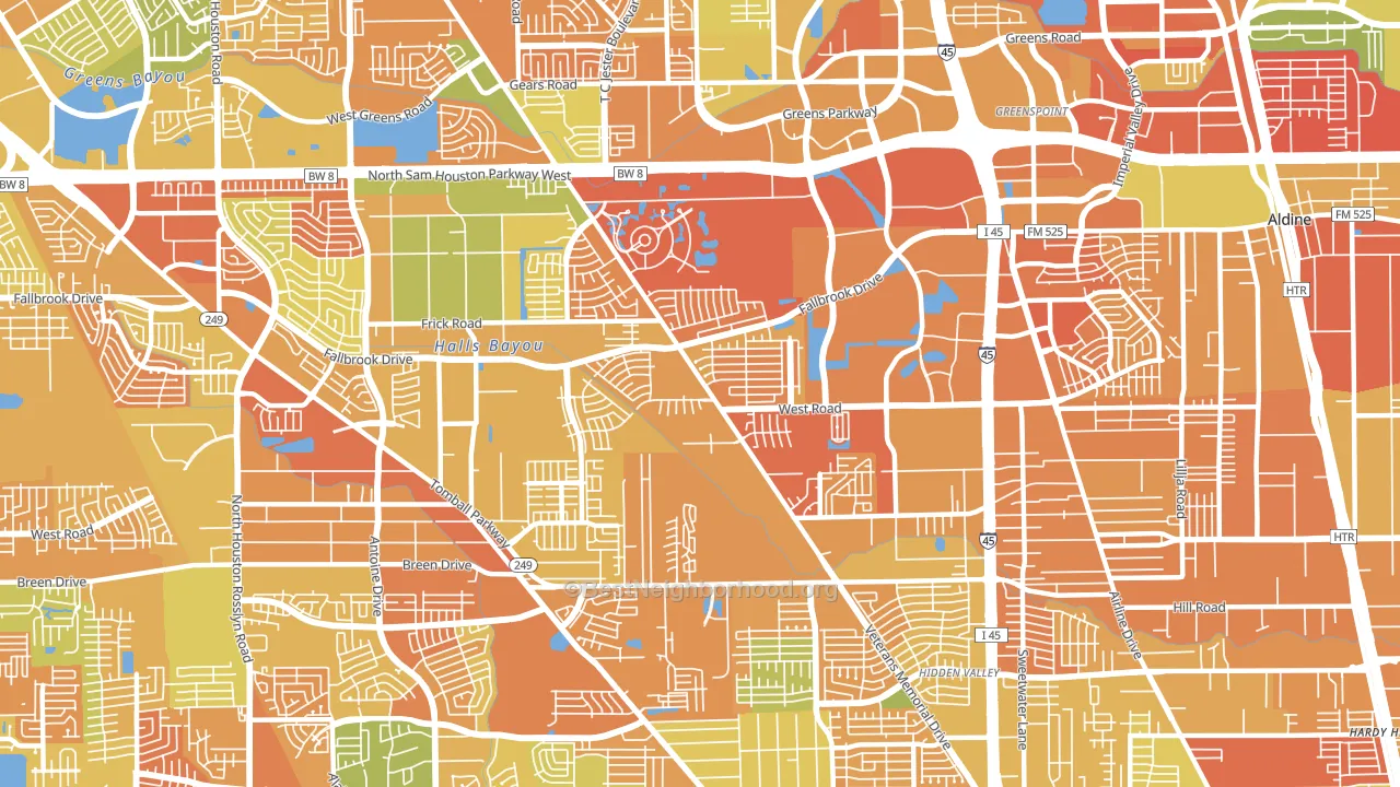 77038, TX block-group voter-turnout map