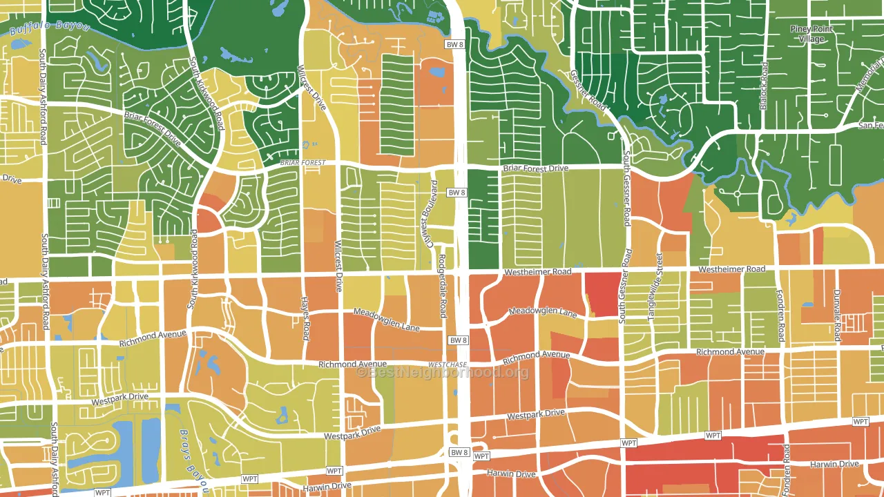 77042, TX block-group voter-turnout map