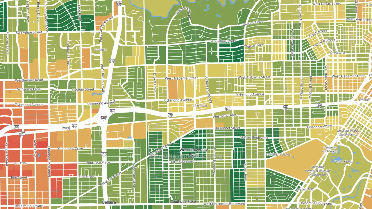 77046, TX block-group voter-turnout map