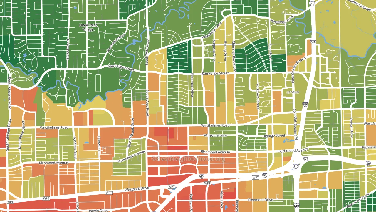 77057, TX block-group voter-turnout map