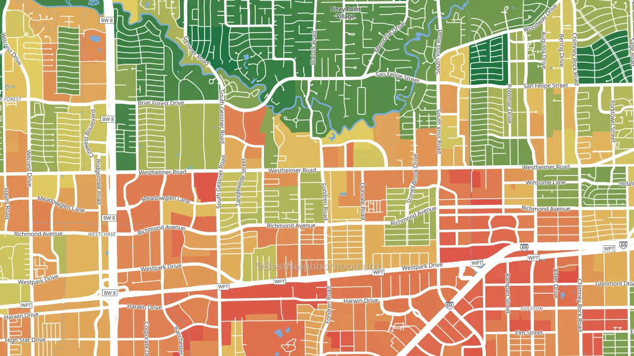 77063, TX block-group voter-turnout map