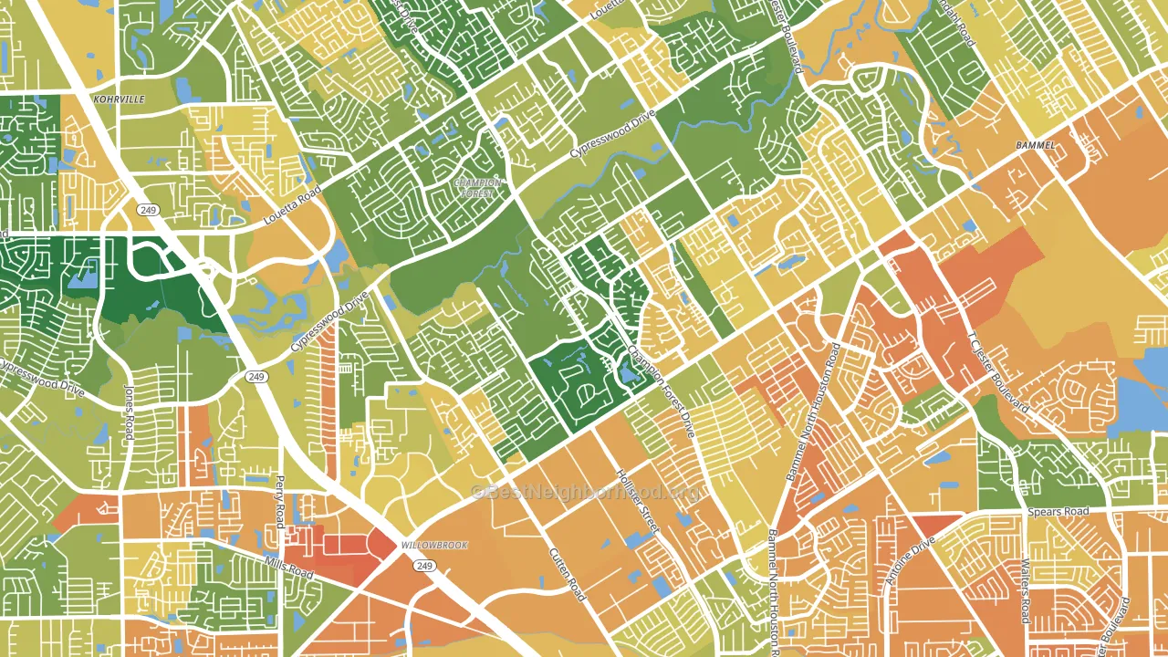 77069, TX block-group voter-turnout map