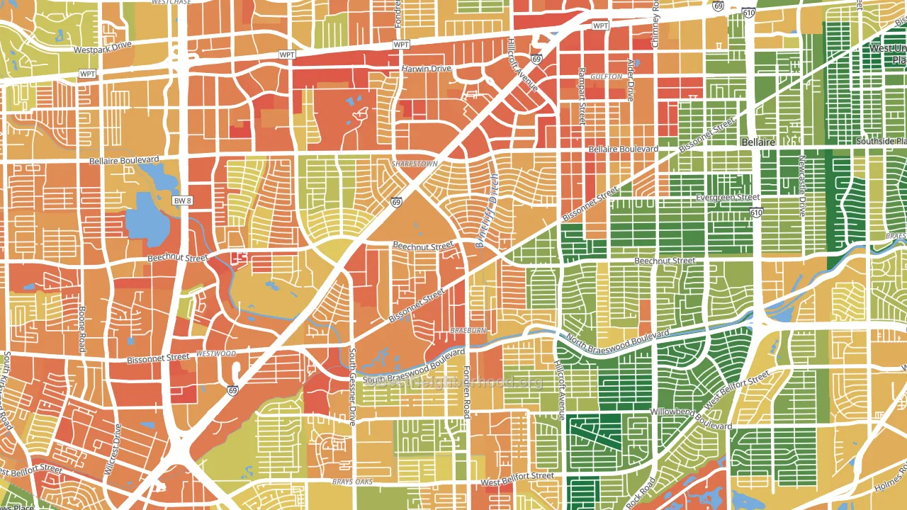 77074, TX block-group voter-turnout map