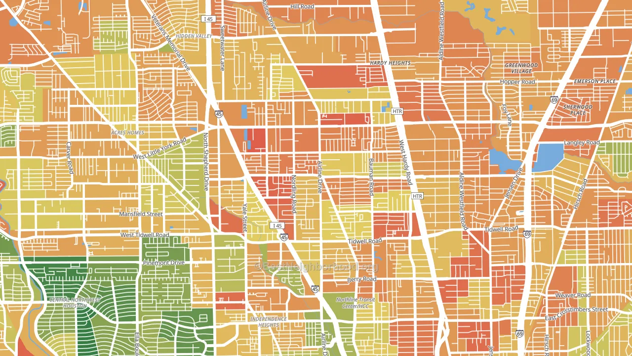 77076, TX block-group voter-turnout map