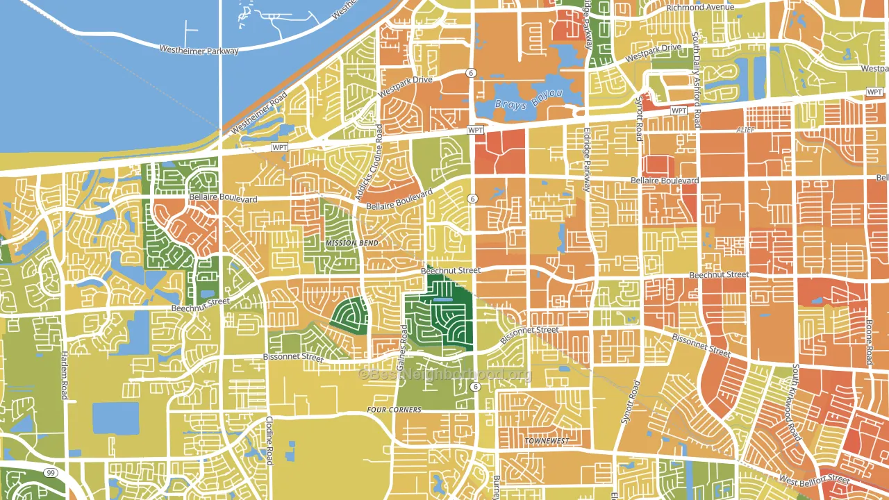 77083, TX block-group voter-turnout map