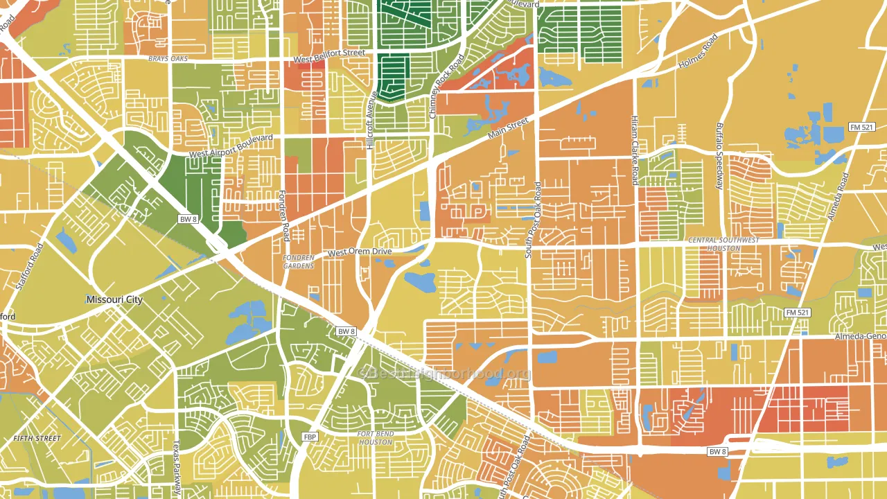 77085, TX block-group voter-turnout map