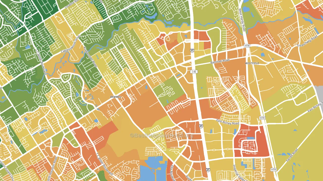 77090, TX block-group voter-turnout map
