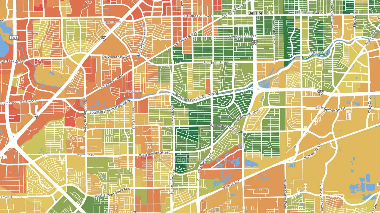 77096, TX block-group voter-turnout map
