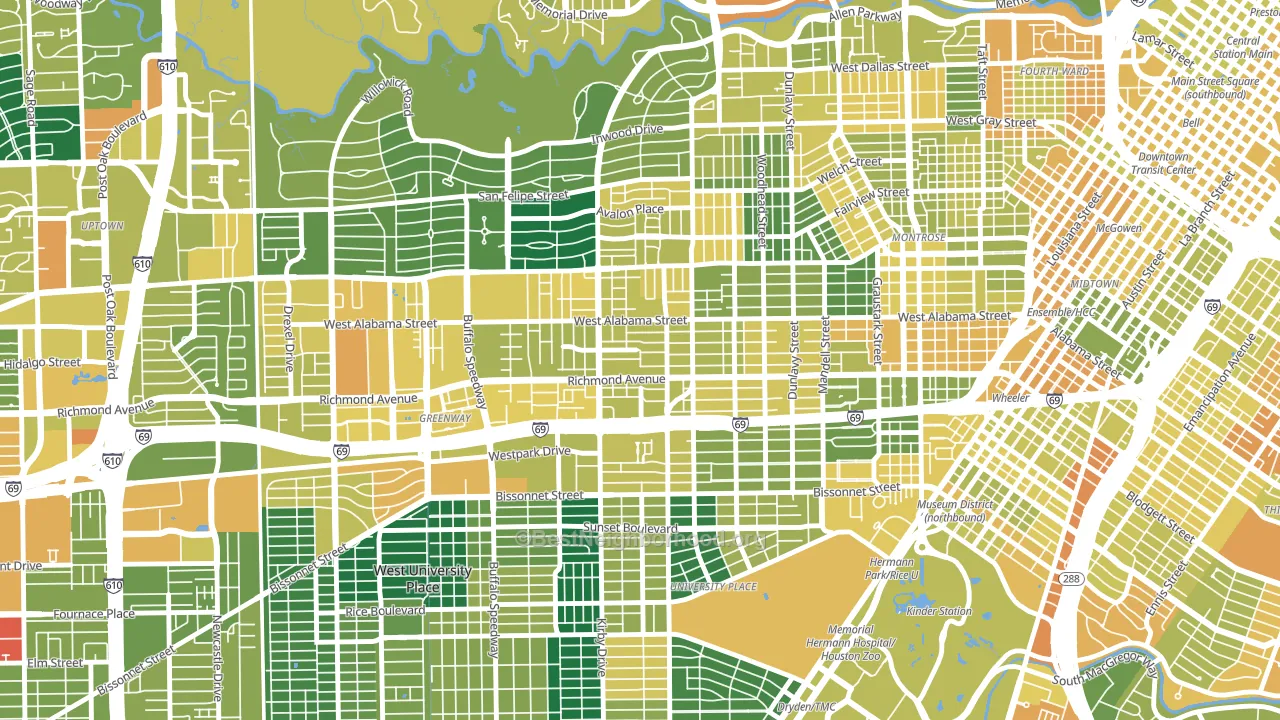 77098, TX block-group voter-turnout map