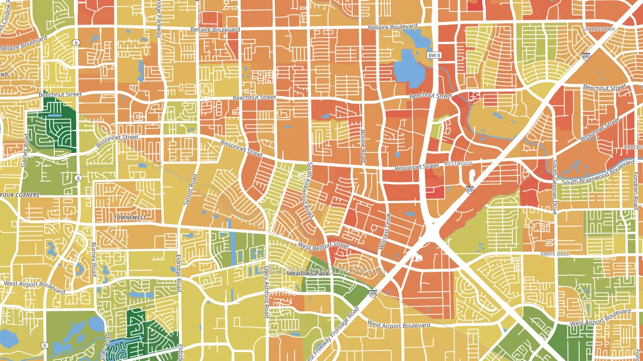 77099, TX block-group voter-turnout map