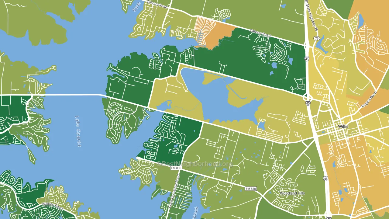 77318, TX block-group voter-turnout map