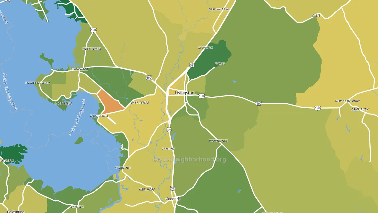 77351, TX block-group voter-turnout map
