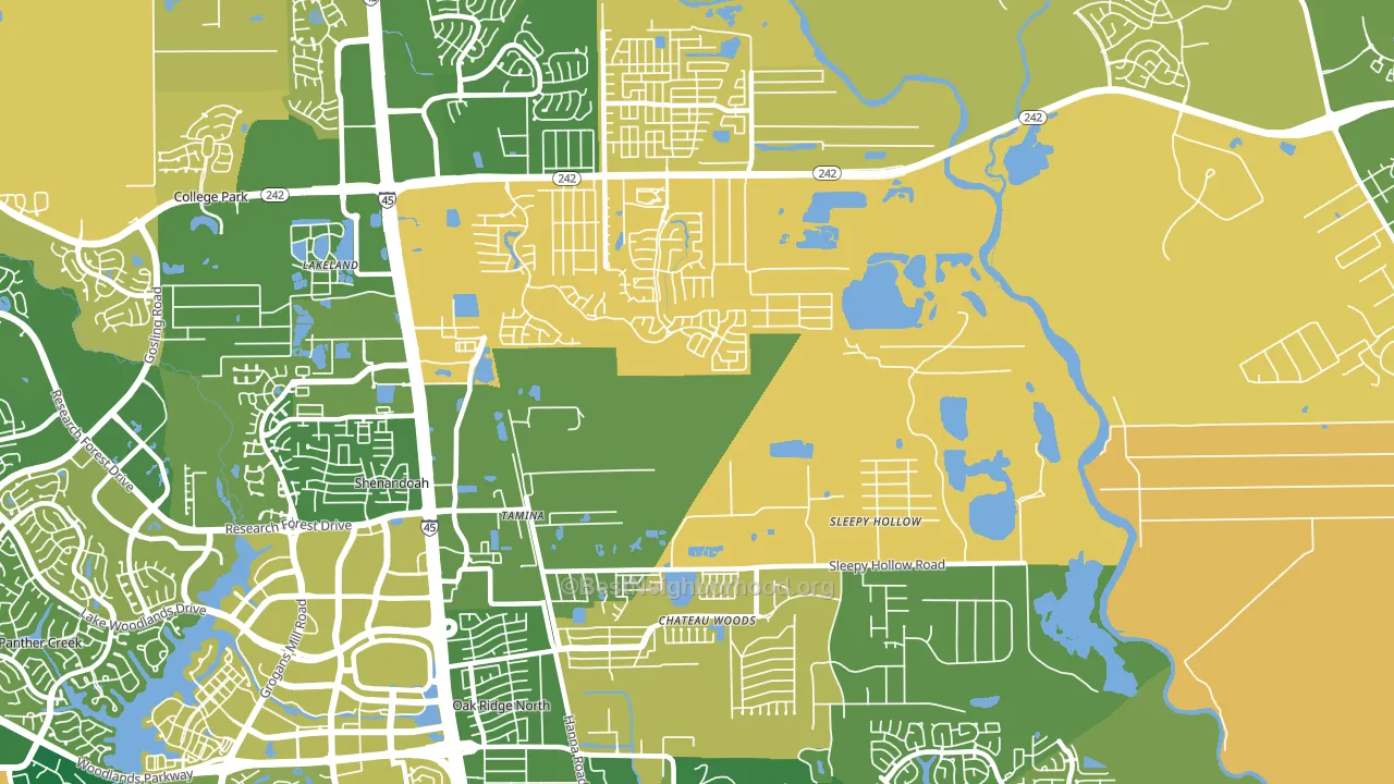 77385, TX block-group voter-turnout map