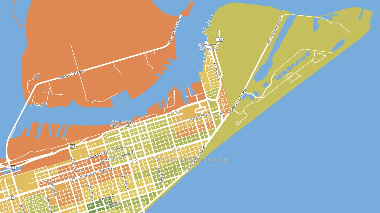 77555, TX block-group voter-turnout map