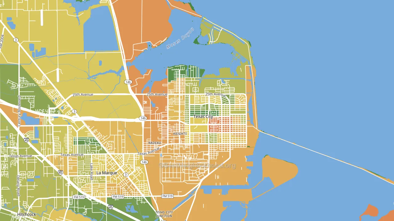 77590, TX block-group voter-turnout map