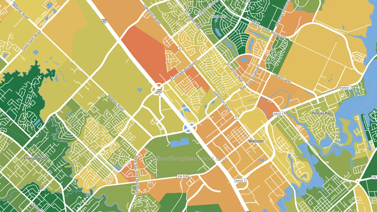 77598, TX block-group voter-turnout map