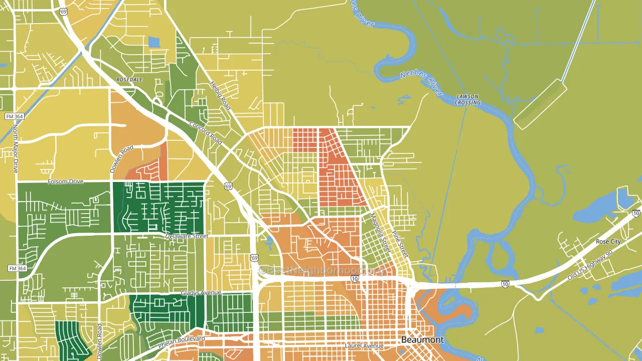 77703, TX block-group voter-turnout map