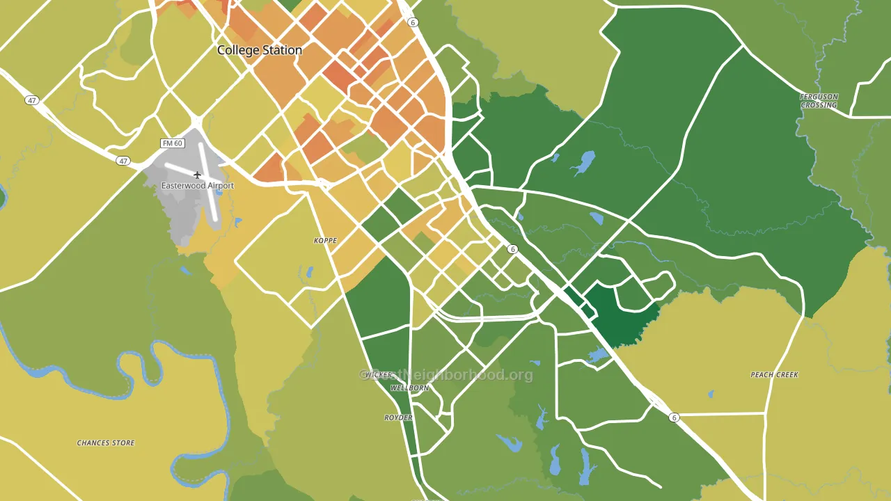 77845, TX block-group voter-turnout map