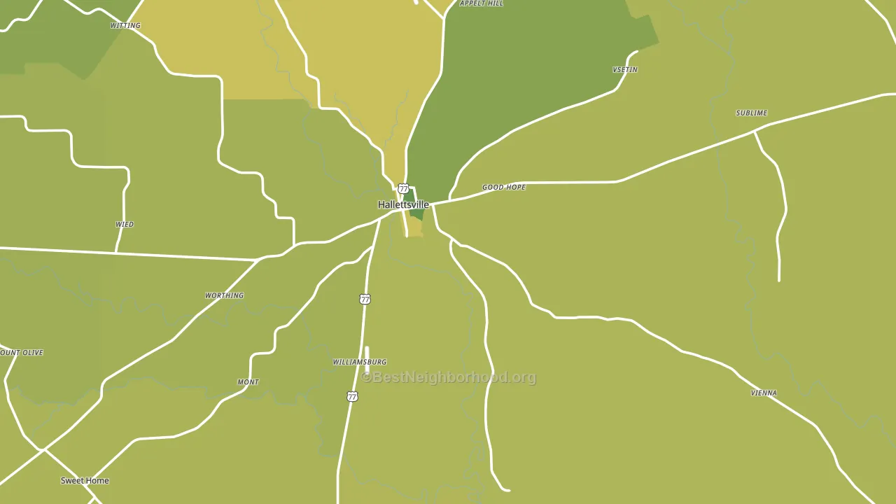 77964, TX block-group voter-turnout map