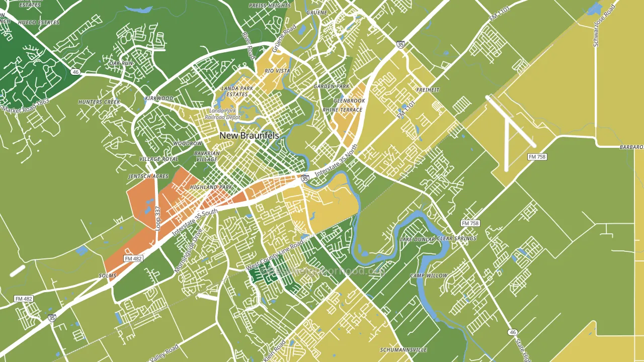 78130, TX block-group voter-turnout map