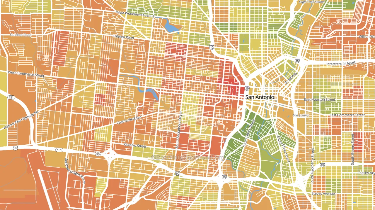 78207, TX block-group voter-turnout map