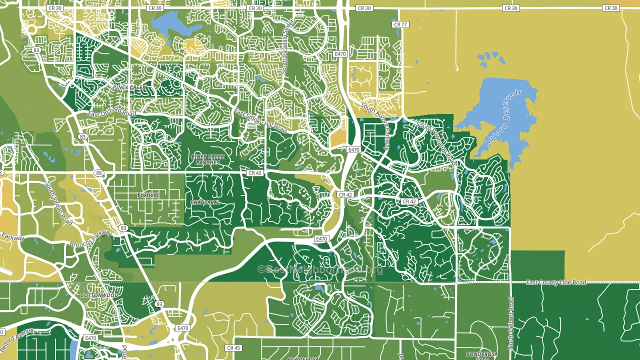 80016, CO block-group voter-turnout map