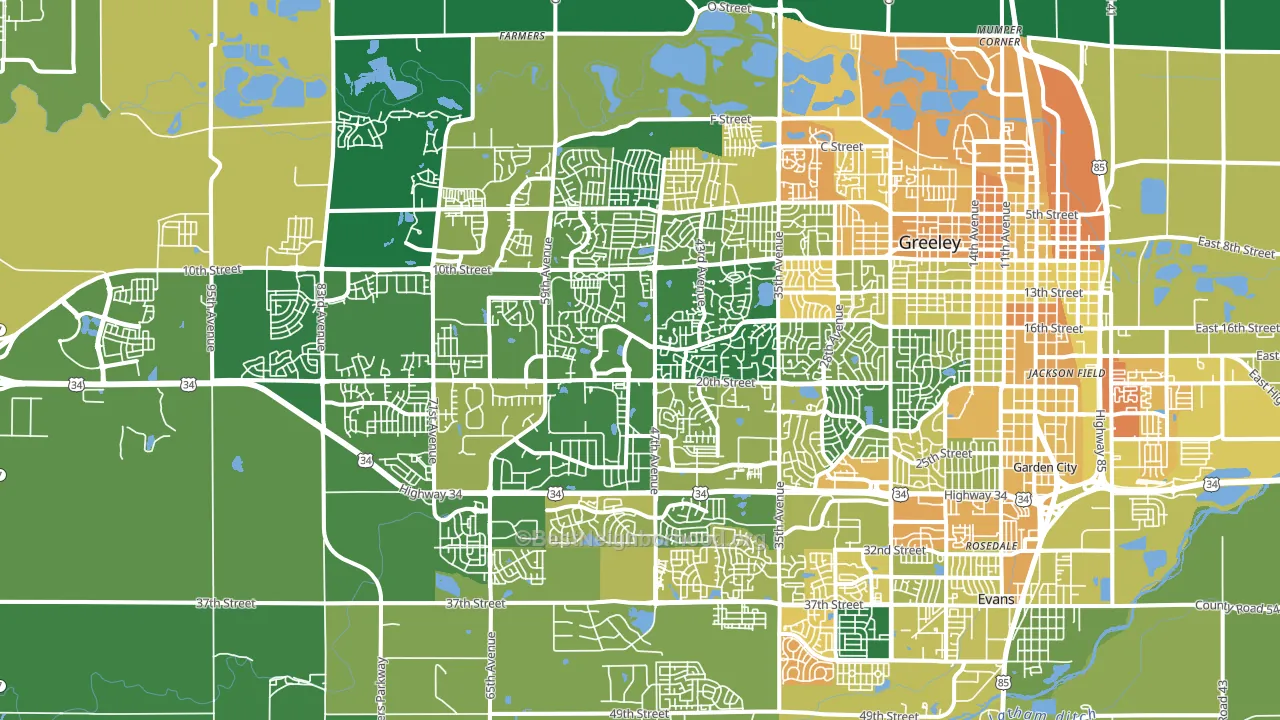 80634, CO block-group voter-turnout map