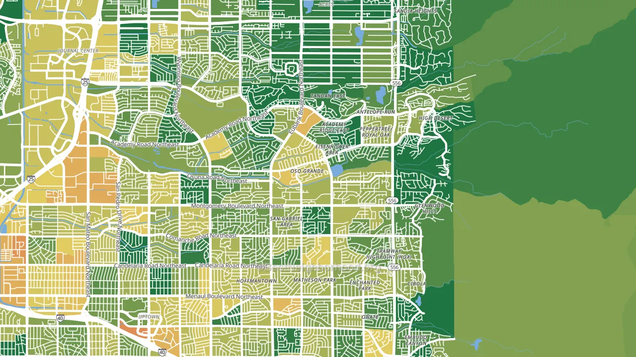 87111, NM block-group voter-turnout map