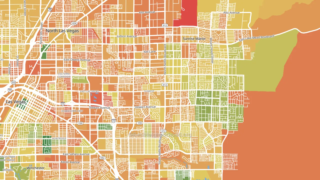 89110, NV block-group voter-turnout map