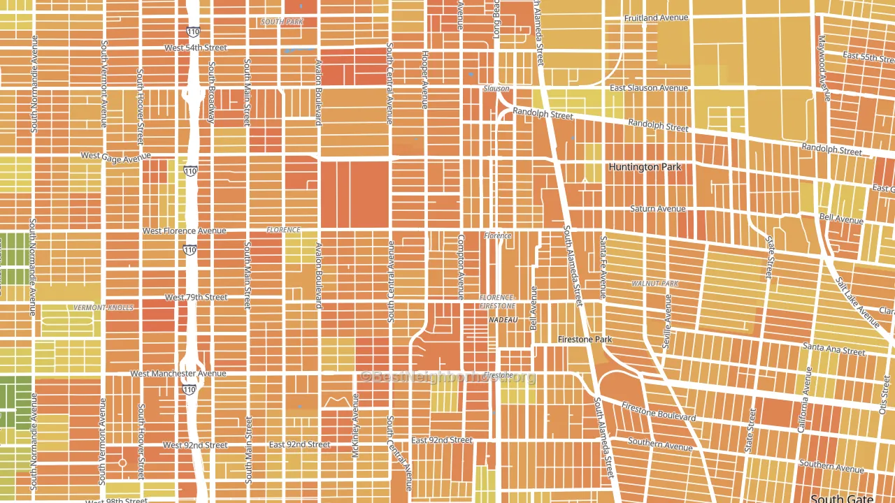 90001, CA block-group voter-turnout map