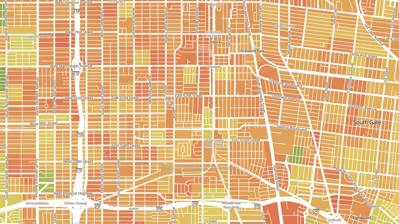 90002, CA block-group voter-turnout map