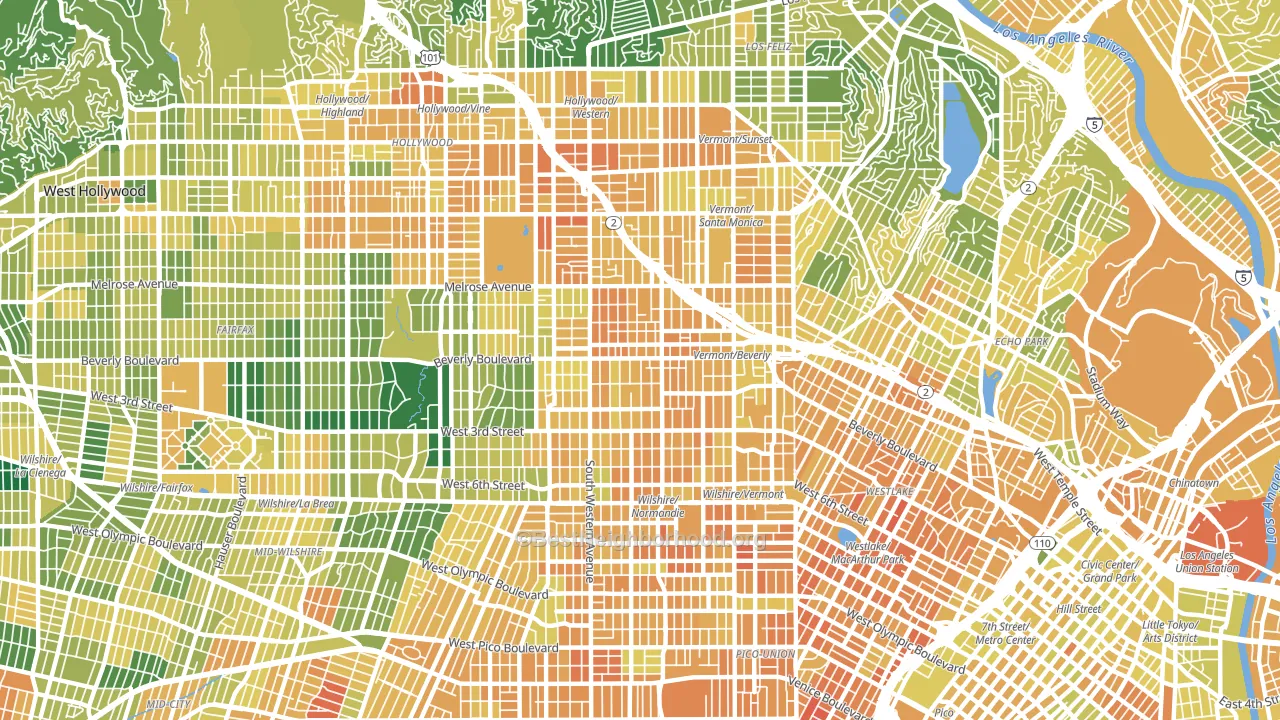 90004, CA block-group voter-turnout map