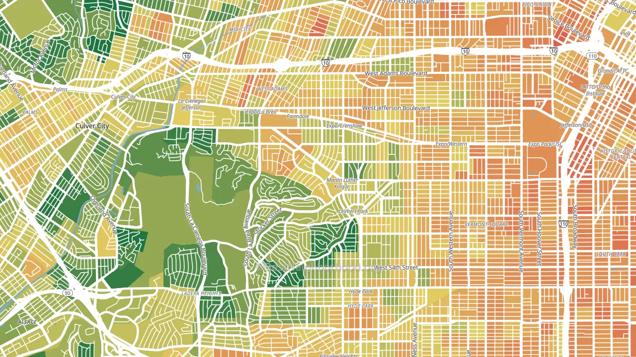90008, CA block-group voter-turnout map