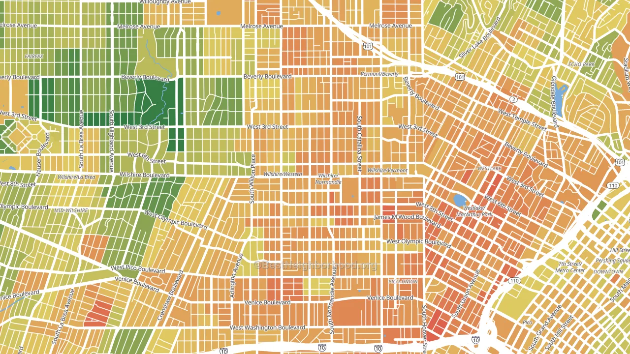 90010, CA block-group voter-turnout map