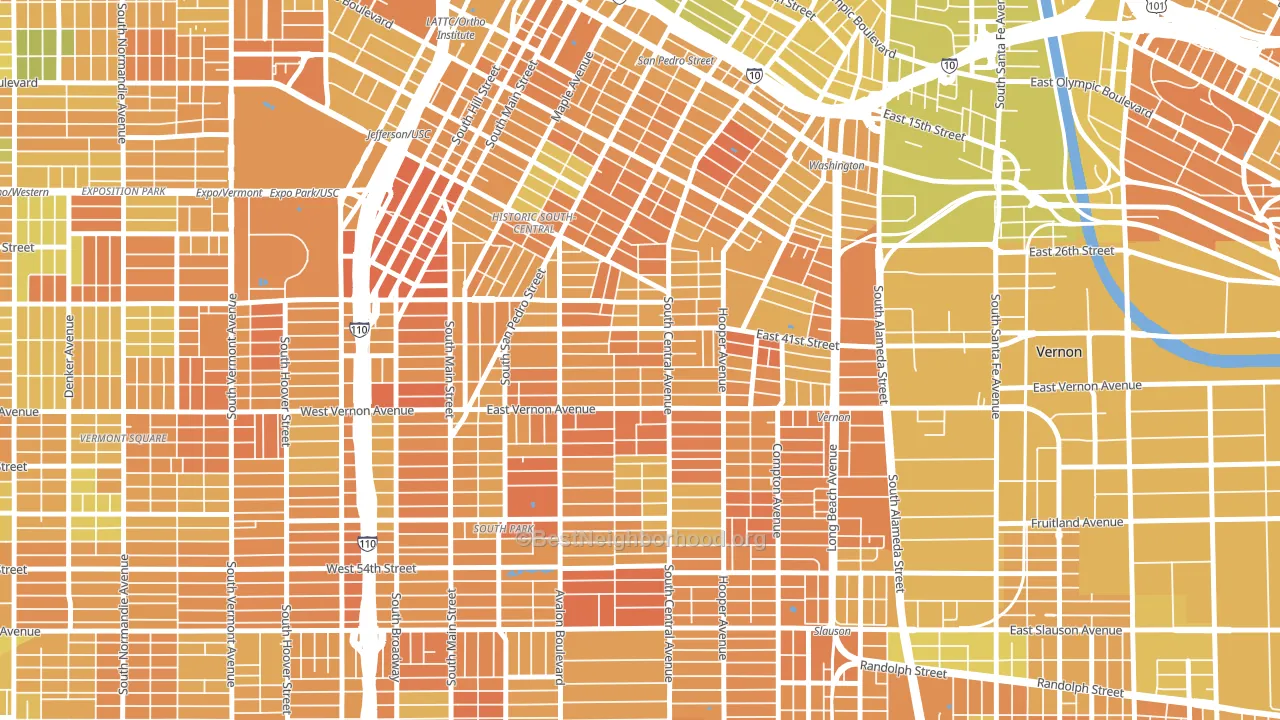 90011, CA block-group voter-turnout map
