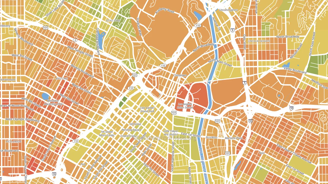90012, CA block-group voter-turnout map