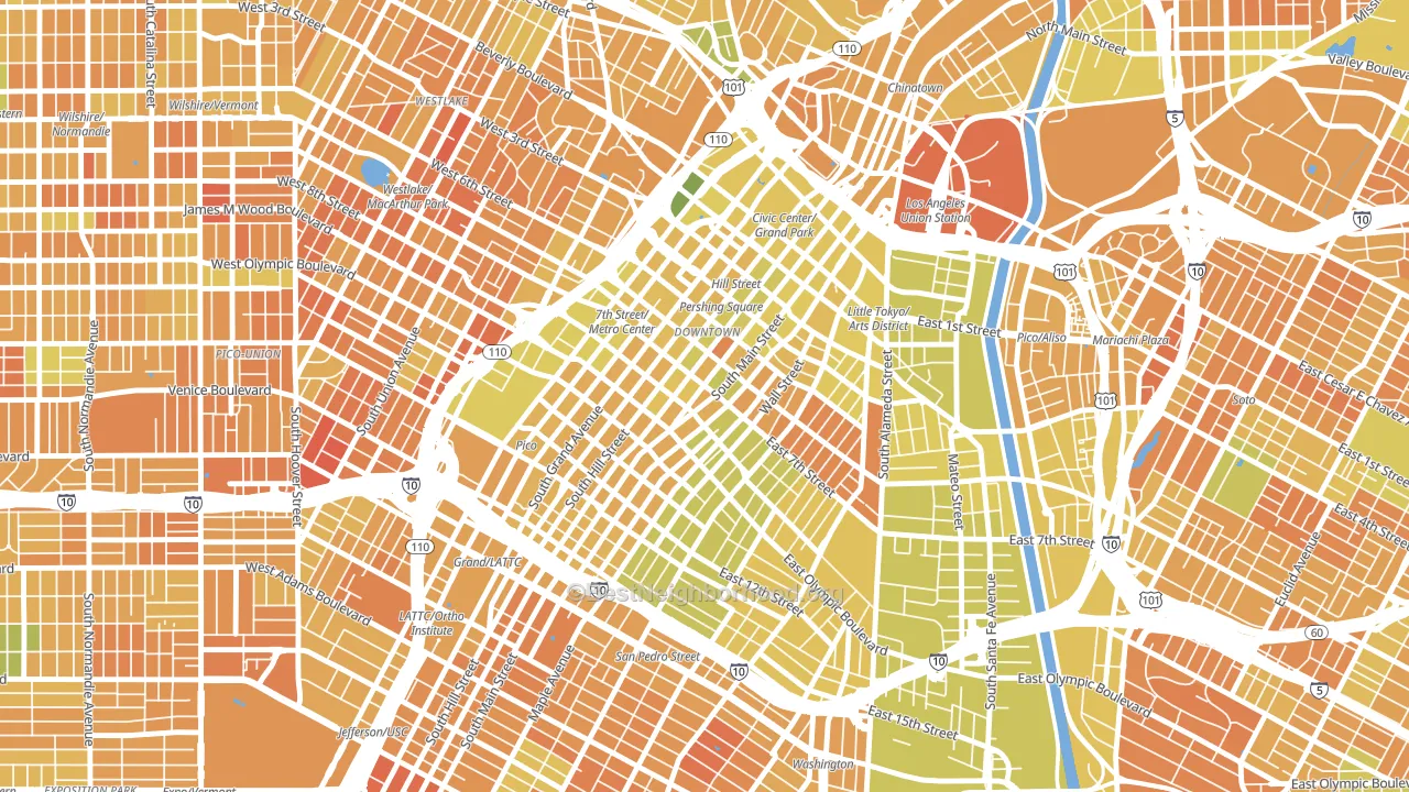 90014, CA block-group voter-turnout map