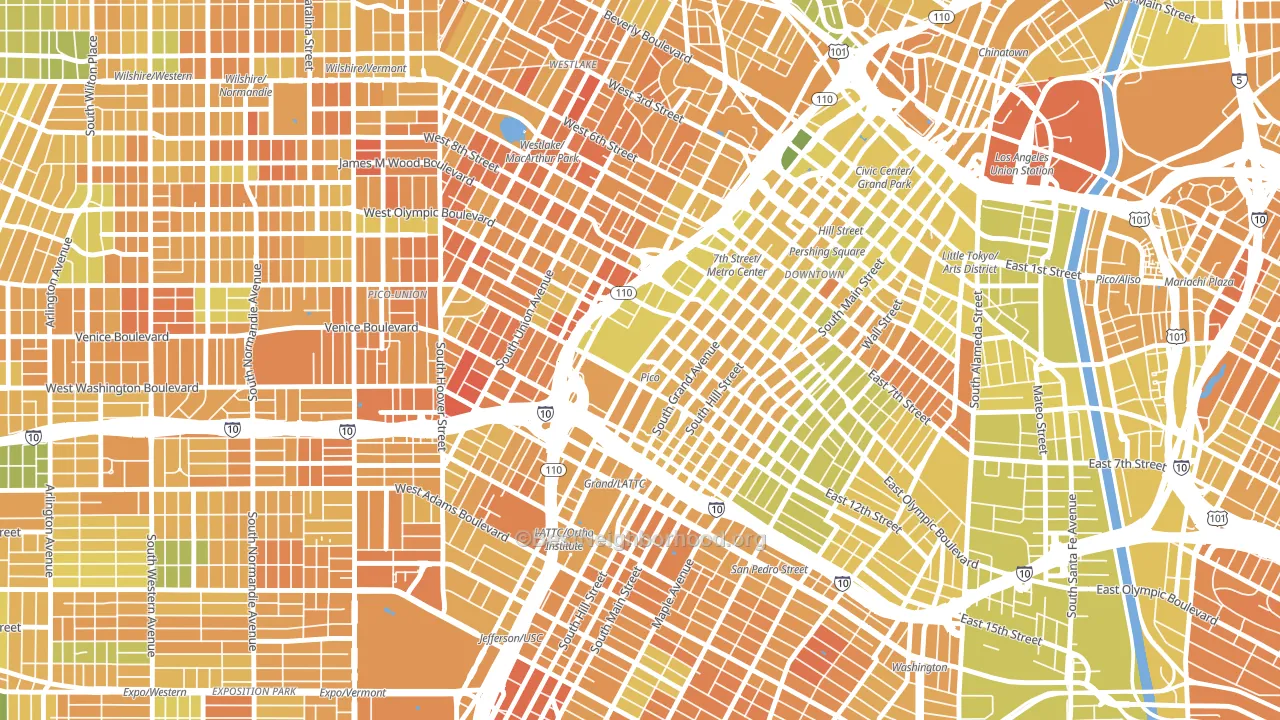 90015, CA block-group voter-turnout map
