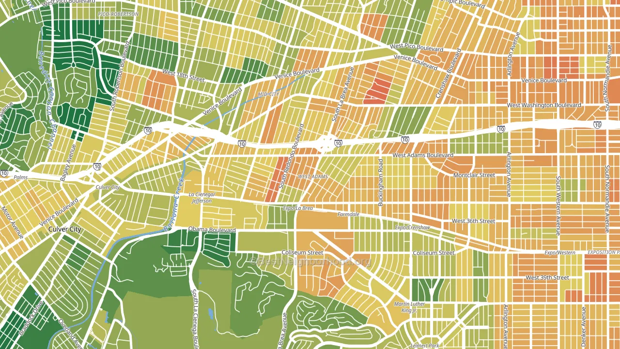 90016, CA block-group voter-turnout map
