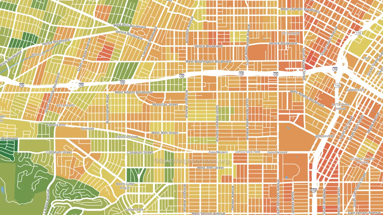 90018, CA block-group voter-turnout map