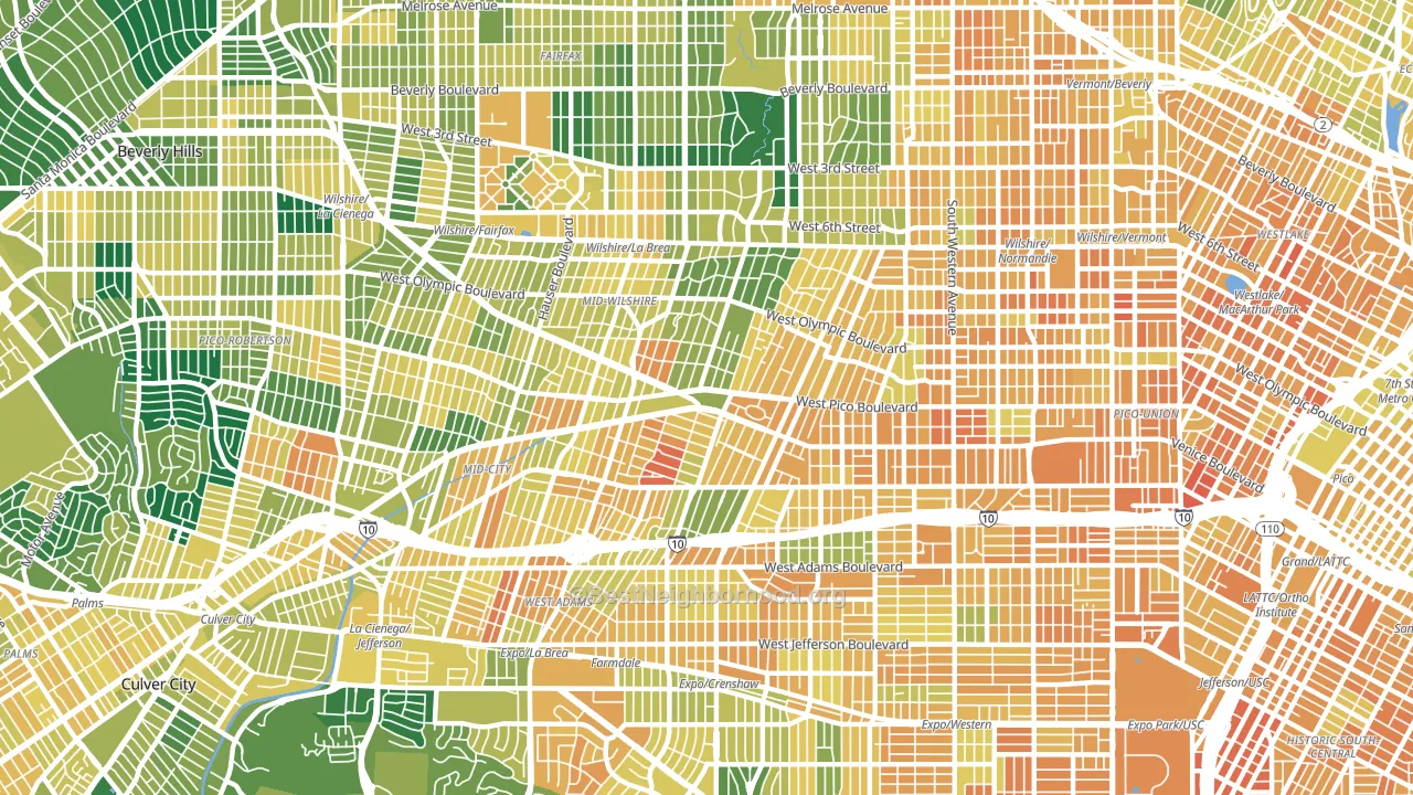 90019, CA block-group voter-turnout map