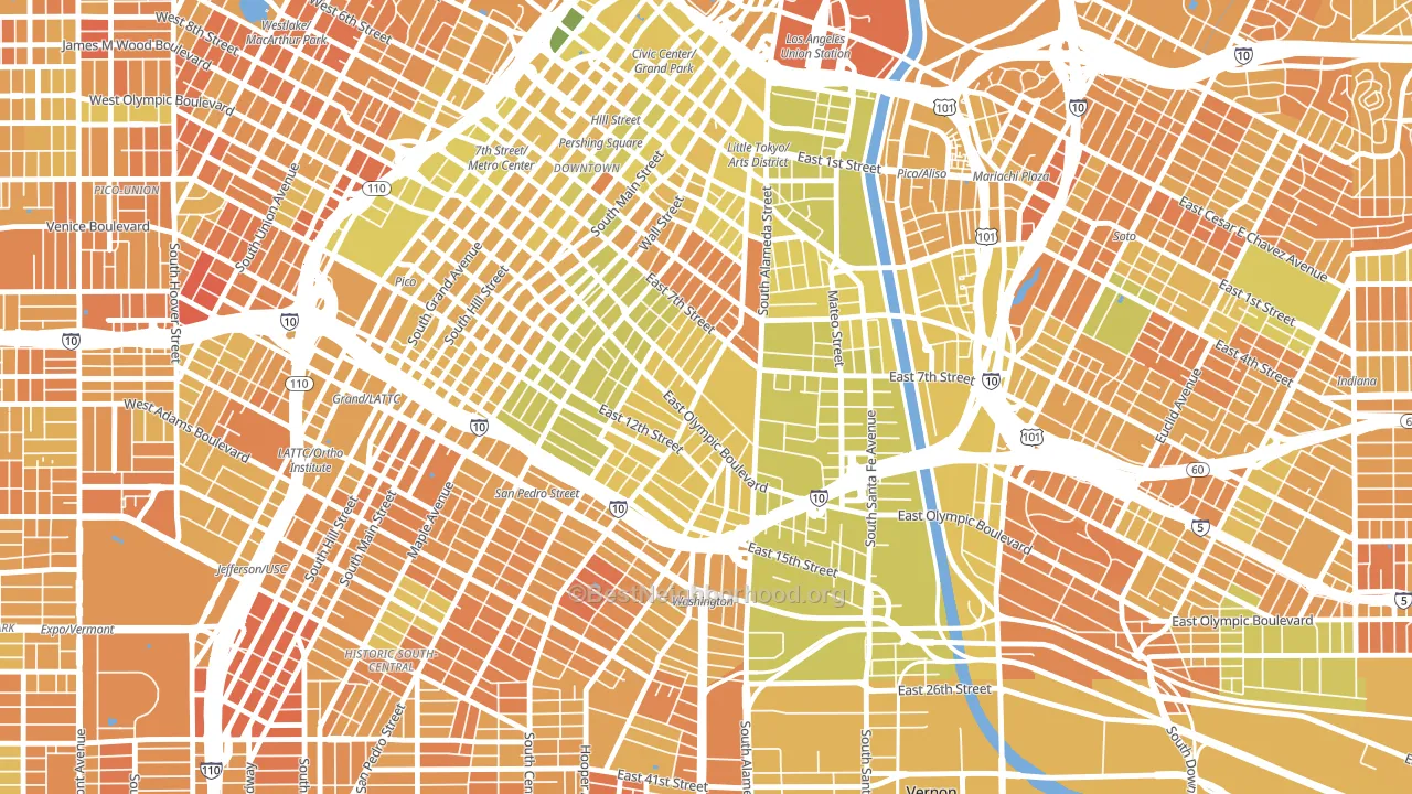 90021, CA block-group voter-turnout map
